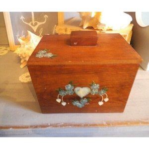 Vintage wooden Recipe box ~ Country FarmHouse Primitive Cottagecore handpainted